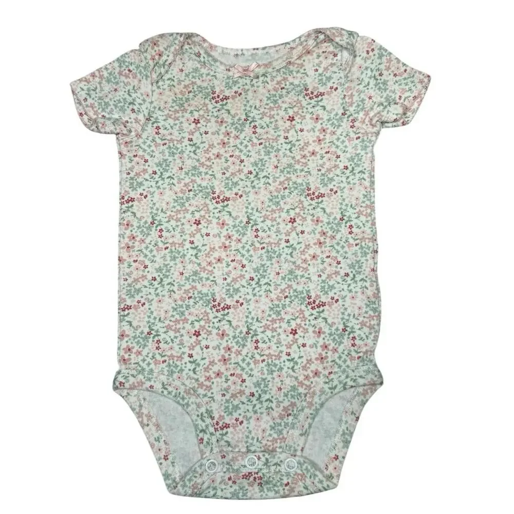 Carter's Bodysuit Matching Outfit Bundle Baby Girl Flowers Pink 6-9 Months